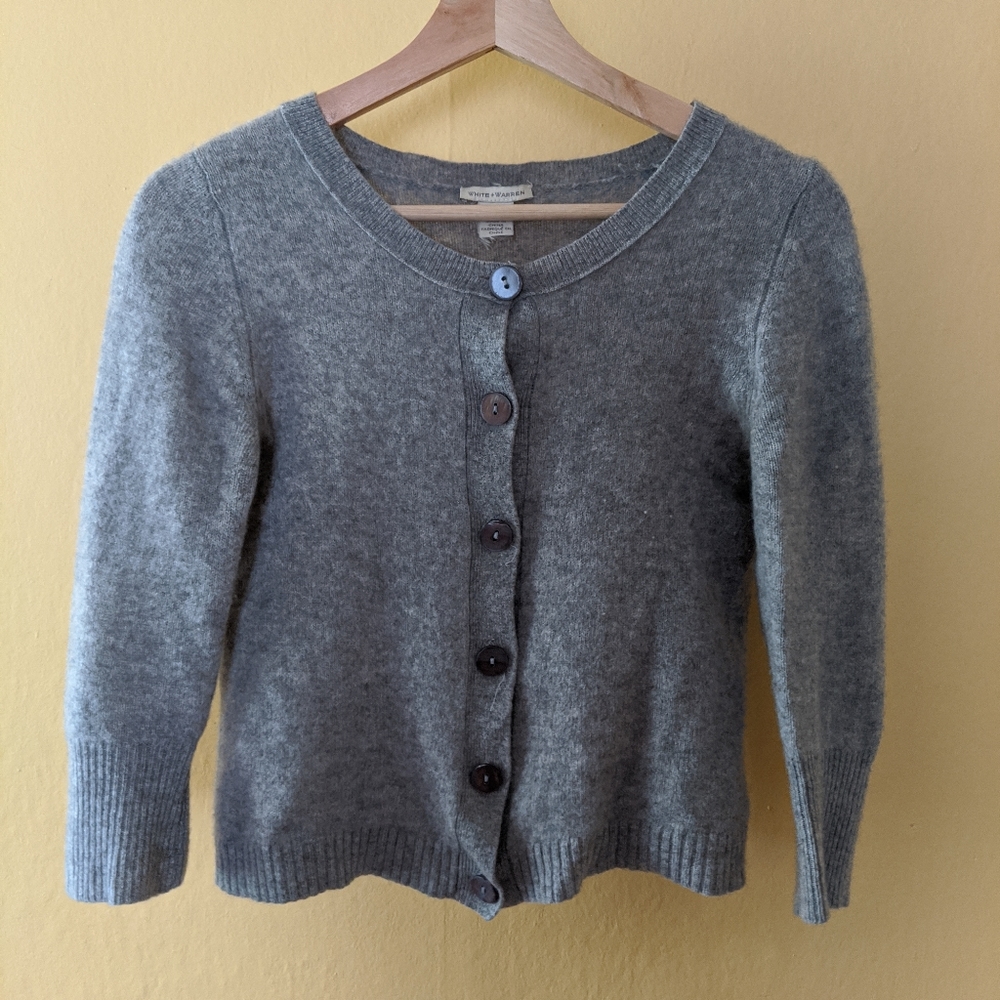 100% grey cashmere cardigan, S